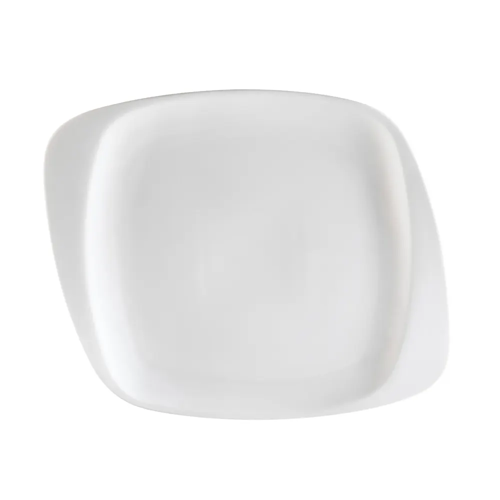 CAC China WH-20 White Pearl Square Plate, 11-1/2" L x 10" W x 3/4" H, Dishwasher Safe - Dozen