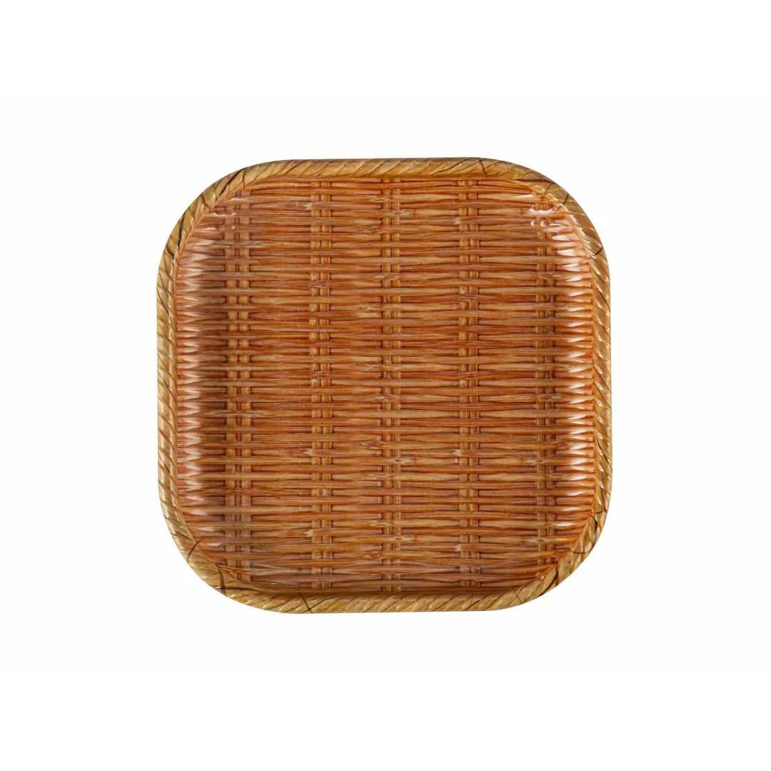 CACChina XBMB-SQ8 - Square Plate, 8" x 8" x 3/4", Brown, Wide Rim, Curved Edge - Dozen