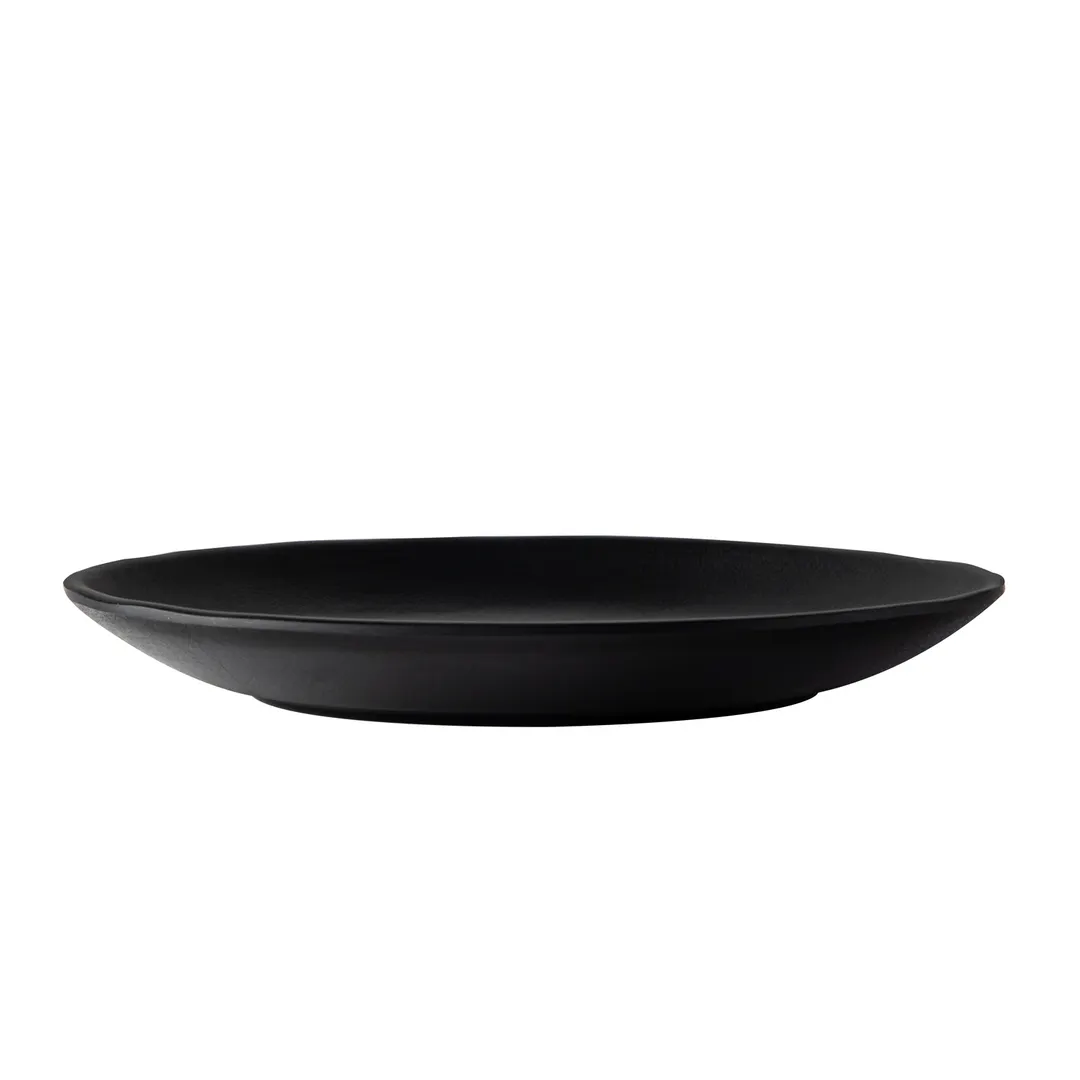 CAC China XCTN-C22 8-1/4" Dia. Round Coupe Plate, Curved Edge, Porcelain, Matt Black – 1 Dozen