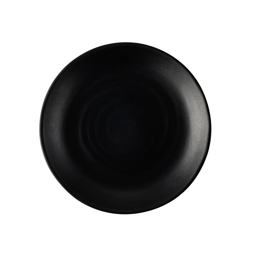CAC China XCTN-C8 Centennial Plate, 9-1/4" Dia. 1-1/9" H, Round Coupe, Porcelain, Matt Black - Dozen