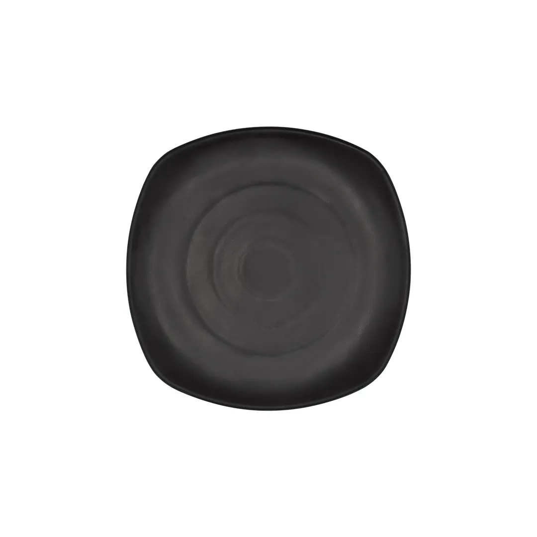 CACChina XCTN-Q16C Square 10" Plate, 1-1/4" H, Matte Black Porcelain, Coupe Rim, Flat Edge - Dozen