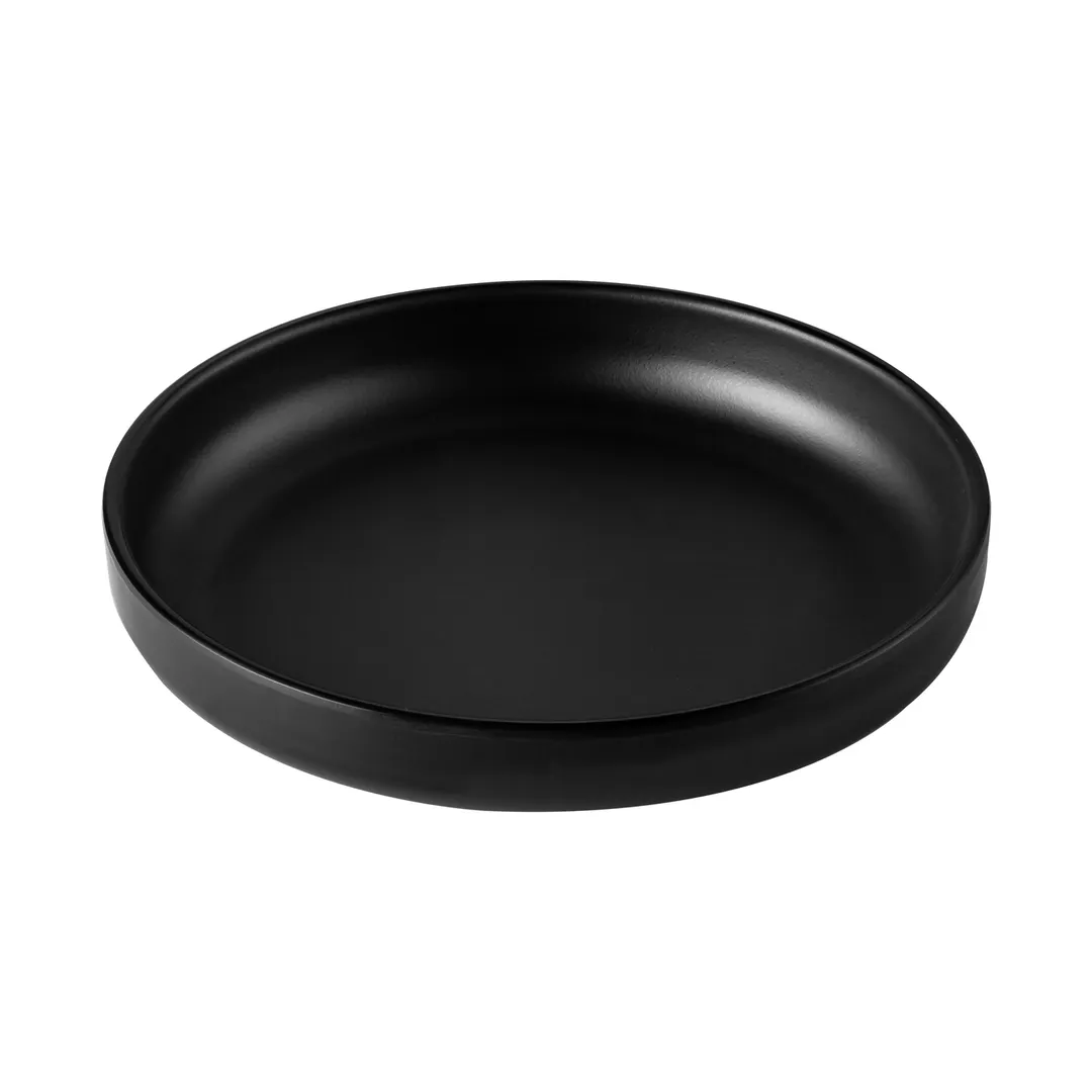 CAC China XHDS-D6-K Hudson Plate, 6-1/4" Dia x 1-3/8" H, Round, Deep Rim, Matte Black, 1 Dozen