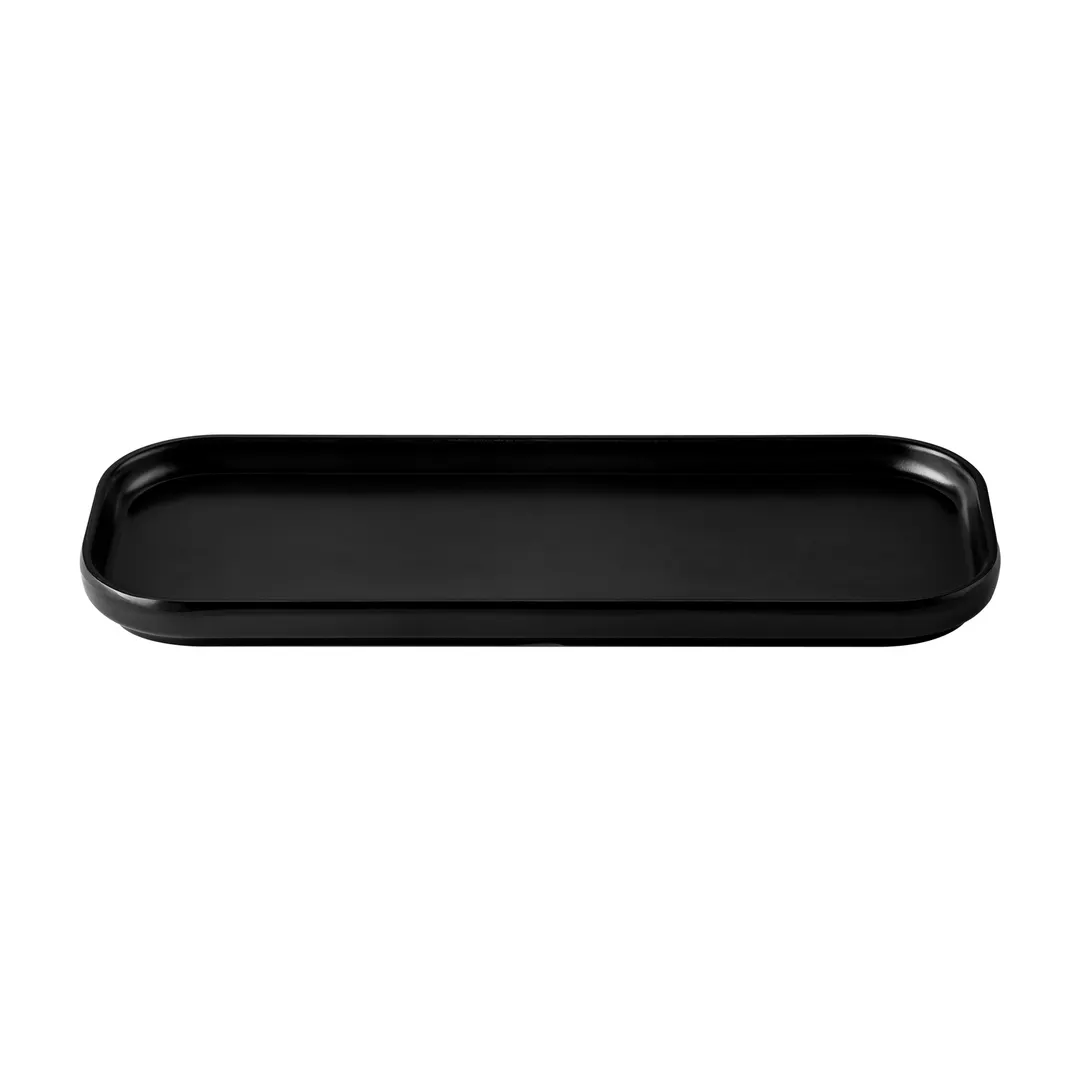 CACChina XHDS-RT313-K Hudson Matte Black China Platter, 12-1/4"W x 5"D x 7/8"H, Rectangular, 1 Dozen