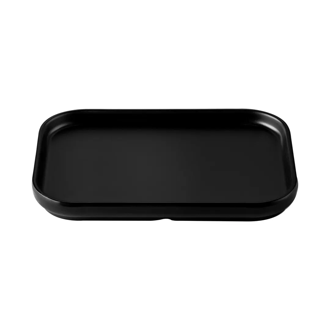 CAC China XHDS-RT33-K Hudson Platter, 8"W x 5-3/4"D x 3/4"H, Rectangular, Matte Black, China, 1 Dozen