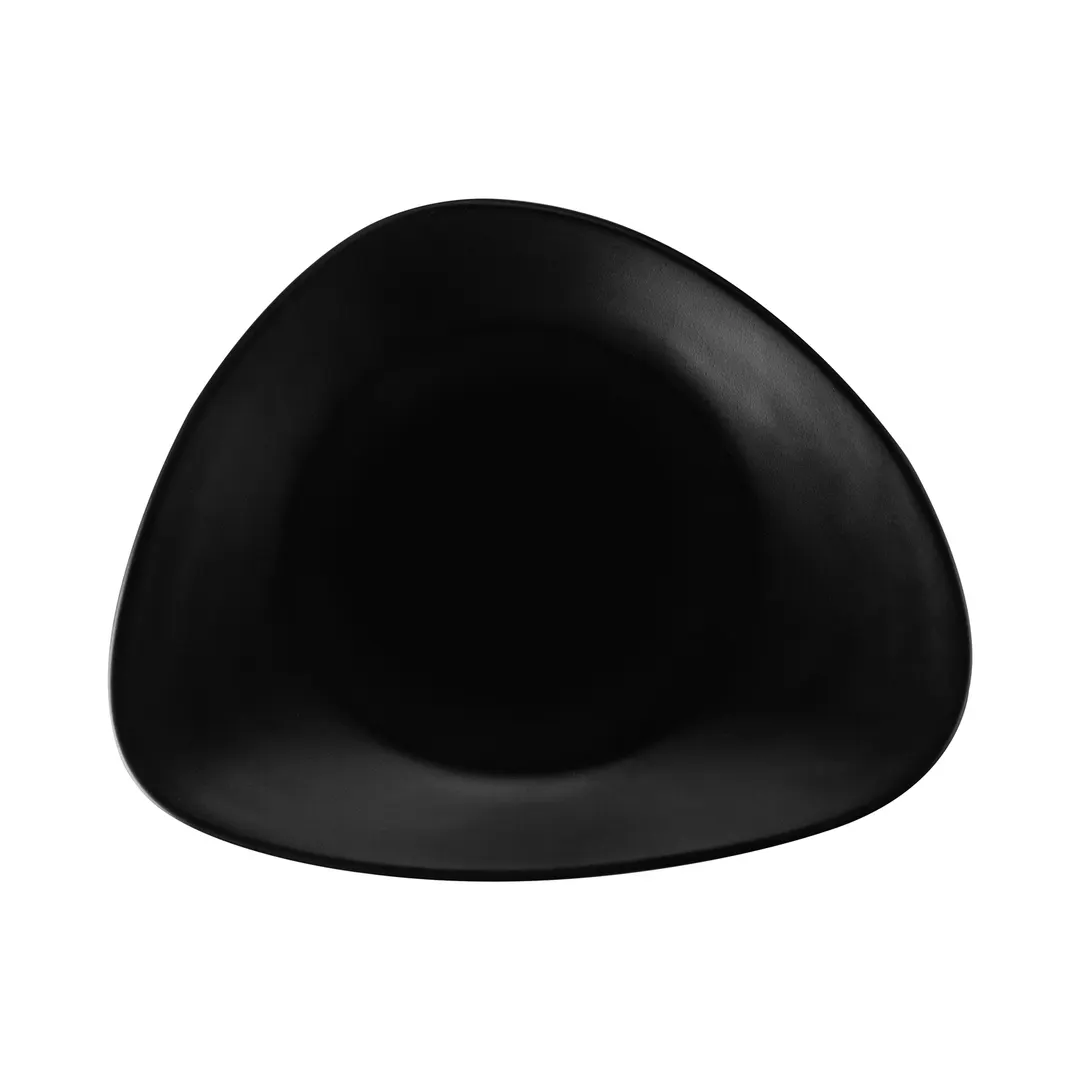 CACChina XKDA-R16T-K China Plate, 10-3/8" W x 8-3/8" D x 1" H, Matte Black, Wide Rim - Dozen