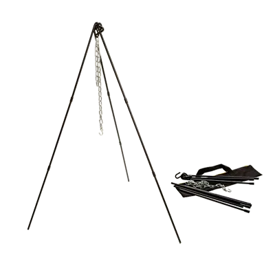 Lodge ATP2 Dutch Oven Tripod, 40-60" Adjustable Legs, 36" Chain, 1/2" Bar Stock Steel, Black