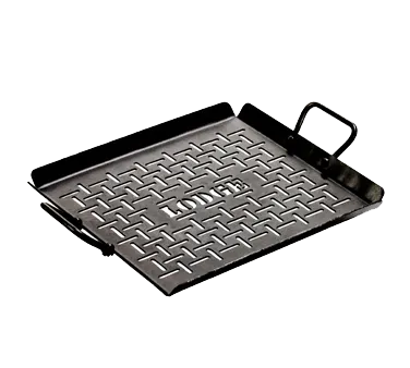 Lodge CRSGP12 Grilling Pan - 13" x 12" Heavy Carbon Steel, Induction Ready, Riveted Handles