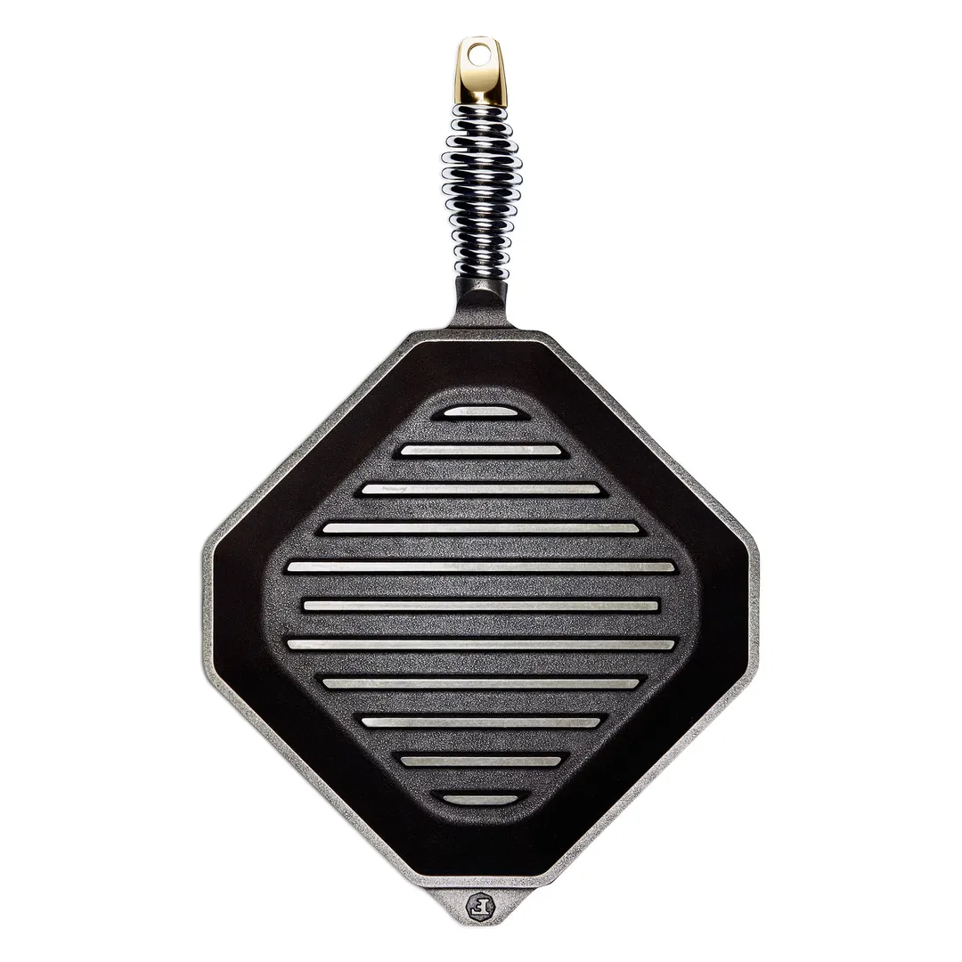 Lodge G10-10001 Finex Grillet Pan, 10" Square Cast Iron Grill, 3¼" H x 18¼" OAL, Induction Ready