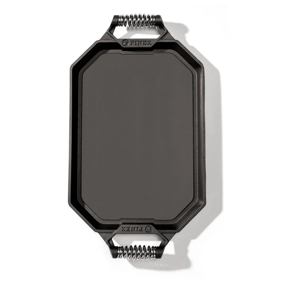 Lodge G18-10001 Finex Double Burner Griddle, 18" x 12-1/4" 22" OAL, Cast Iron, Induction‑Ready