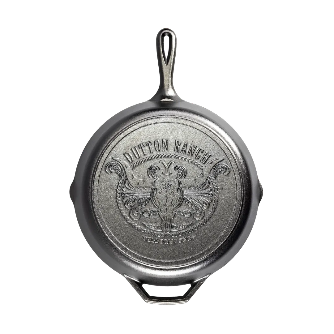 Lodge L10SKYW - Yellowstone Steer Skillet, 12-9/16" Dia, 2-1/4" H, Cast Iron, Induction, Handle