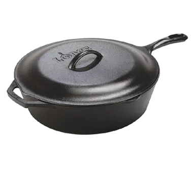 Lodge L8CF3 Chicken Fryer, 3.2-Qt, 10.9" Dia x 3.8" H, Cast Iron Handle, Induction, Stovetop Safe