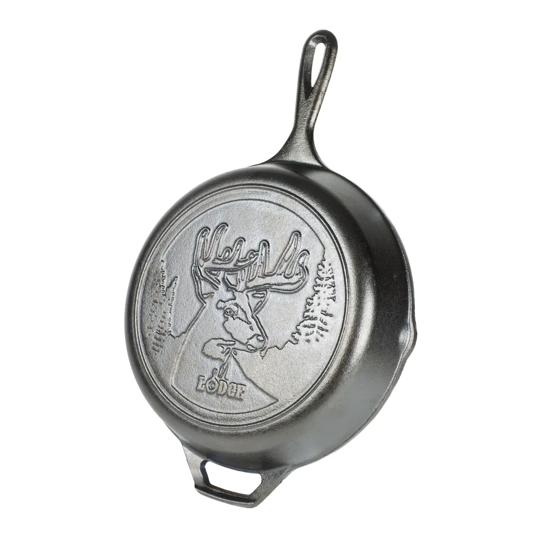 Lodge L8SKWLDR Wildlife Skillet, 10-11/16" Dia. x 2-1/10" H, Cast Iron, Induction, Oven & Campfire Safe