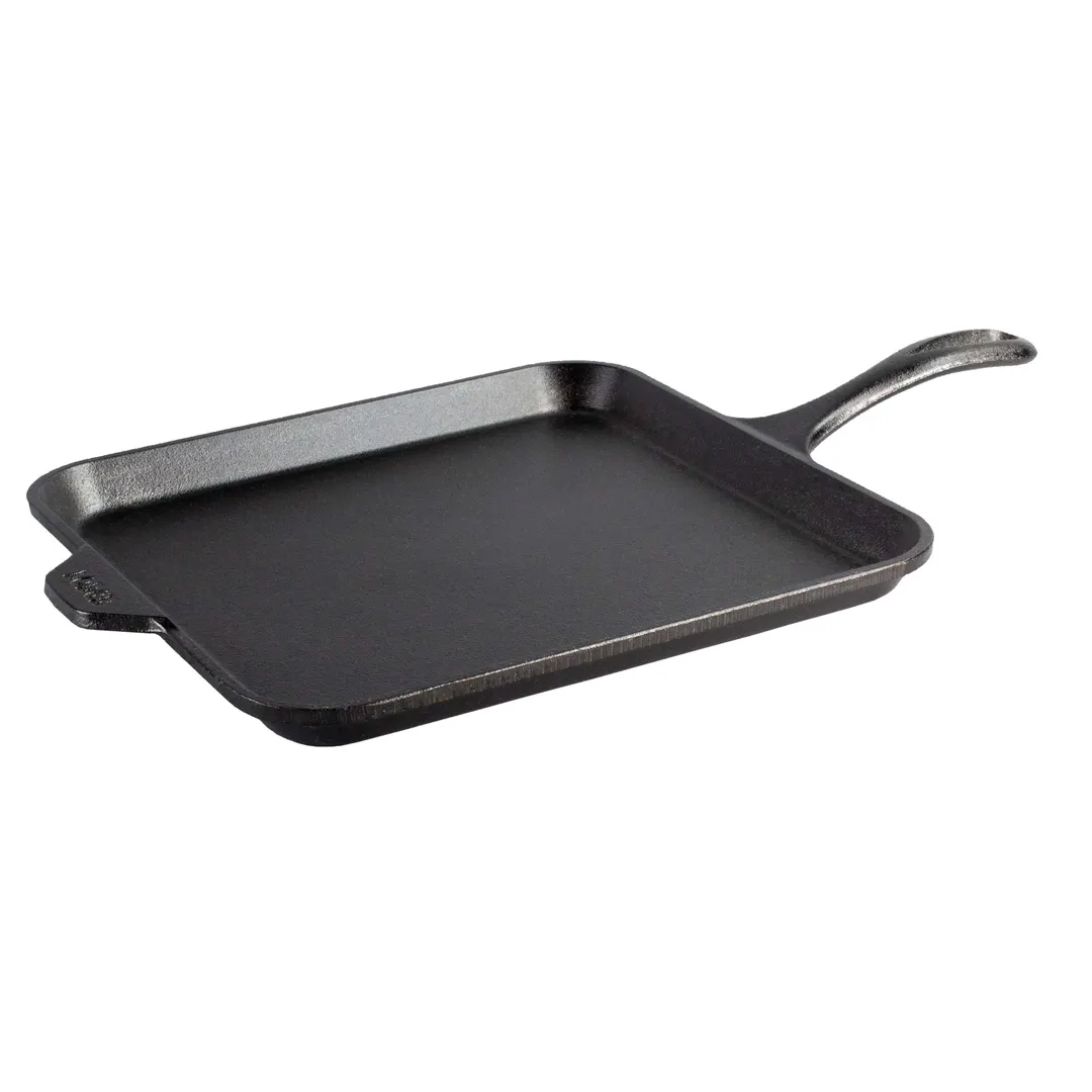 Lodge L9SGR Griddle - 11" Square, Seasoned Cast Iron, PFOA/PTFE Free, Stove Top/Grill/Oven/Campfire Safe