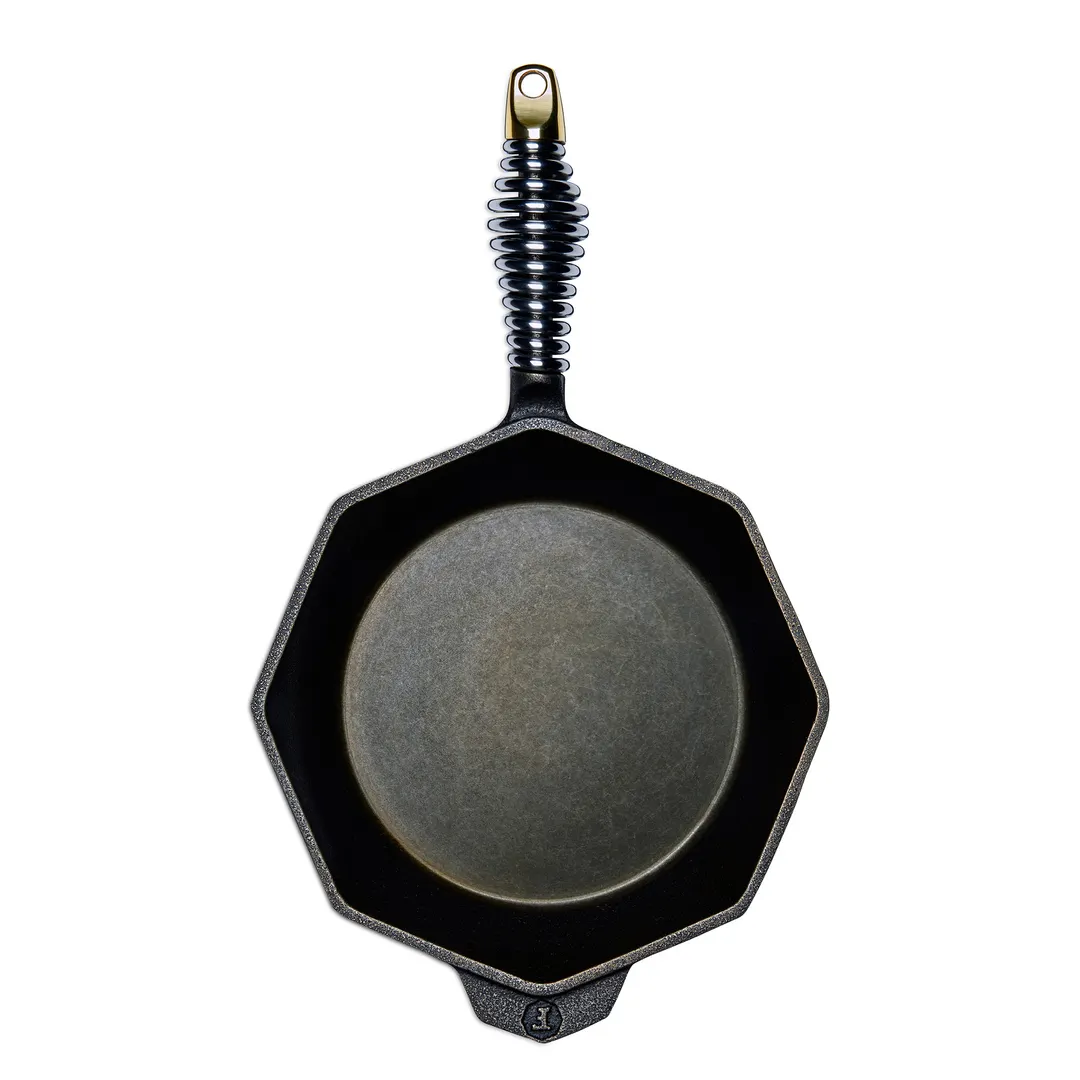 Lodge S8-10001 Finex Skillet – 8" x 3" H Cast Iron Grill, Spring Handle, Induction Ready, 8‑10" Top