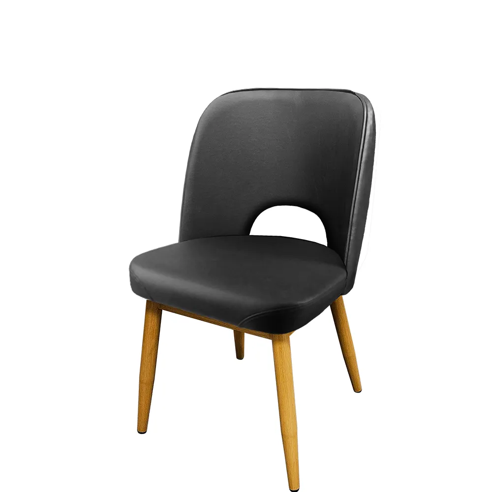 Oak Street CM-10501-CUT Amata Restaurant Chair, Cutout Bucket Seat, 1.2mm Metal Frame, Non-Marring Poly Glides