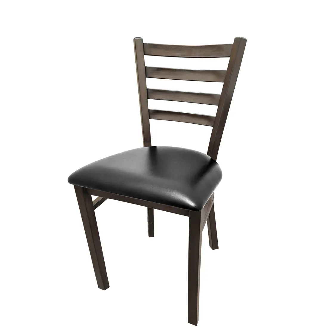 Oak Street CM-234W-DW Metalwood Dining Chair, Ladder Back, Upholstered Seat, Driftwood Finish, 1.2mm Welded Frame
