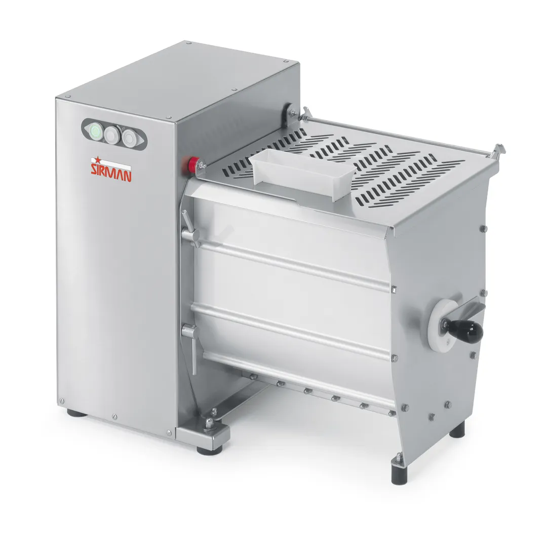SIRMAN 408033208F Commercial Meat Mixer, 50lb Capacity, Electric, Stainless Steel, 1/2HP 370W 110V, Paddle Kneader, Side Opening, Safety Interlock