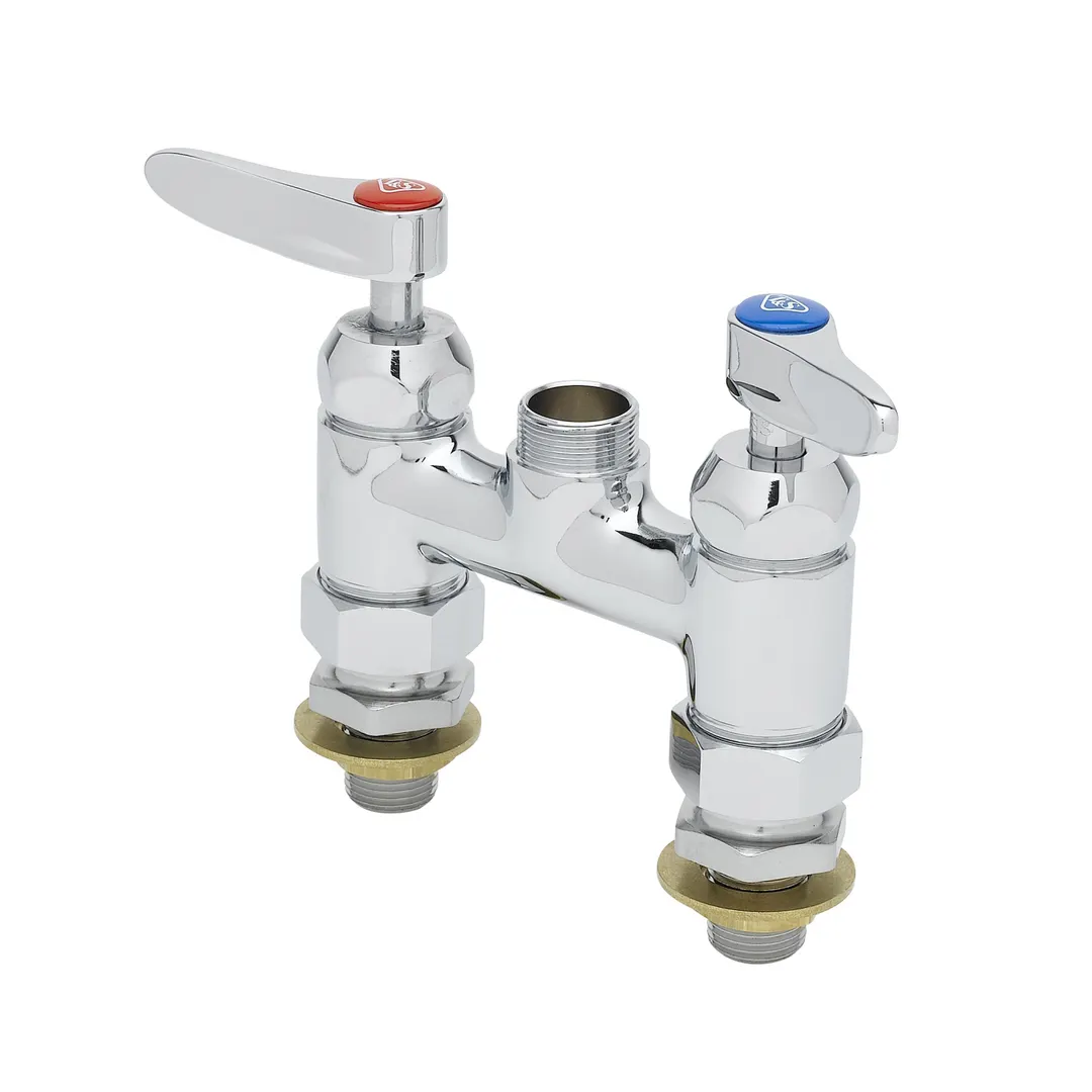 T&S Brass B-0225-LN-CC-CR Double Pantry Faucet, Deck Mount, 4" Oc, Less Nozzle