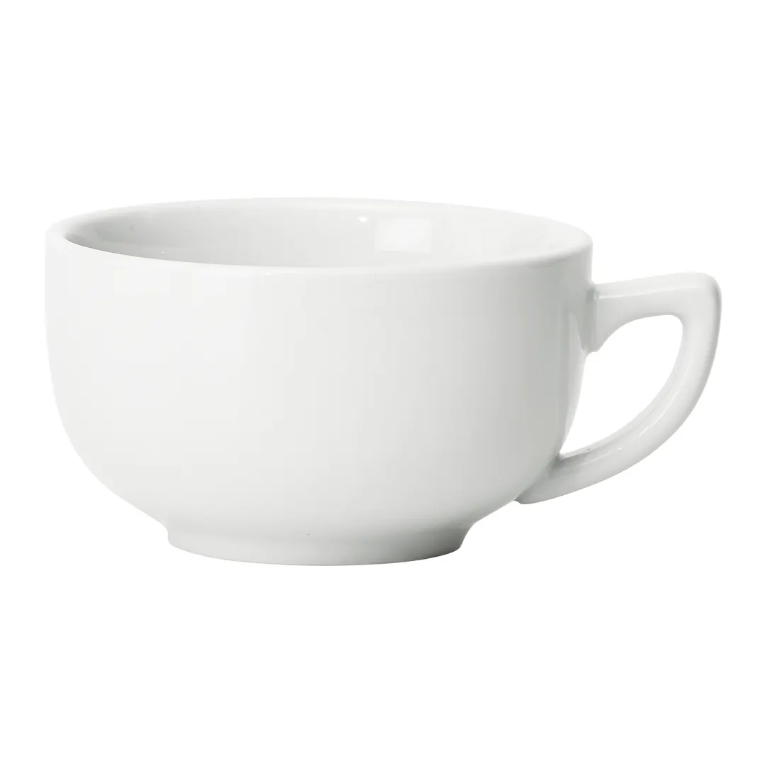 Winco BCC-14 Birkhall Coffee Cup, 14 oz (4‑3/4" Dia × 2‑1/2" H), White Porcelain, Non‑Stack - 1 Dozen