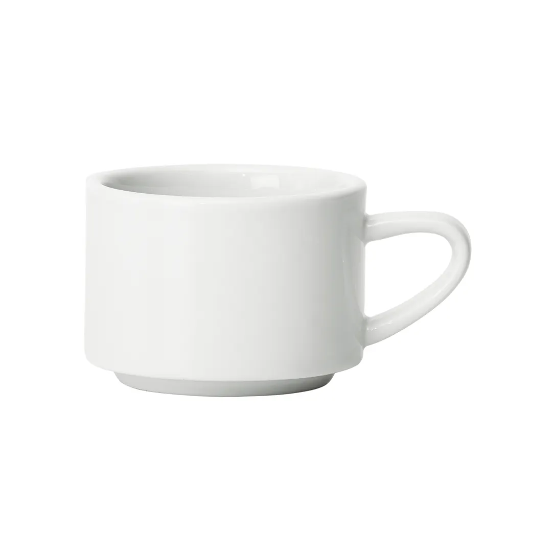 Winco BCC-75N Birkhall Coffee Cup 7.5 oz (3.25" Dia x 2.25" H) White Porcelain Stackable - 1 Dozen