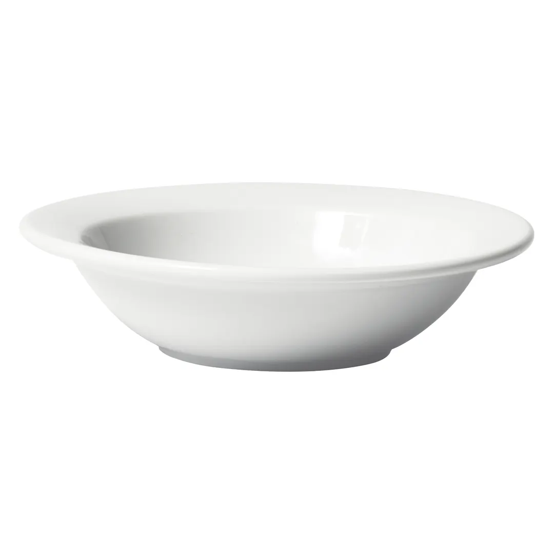 Winco BGB-13 Grapefruit Bowl, 13 oz, 6‑3/8" Dia x 1‑1/2" H, White Porcelain Rolled Edge - 1 Dozen