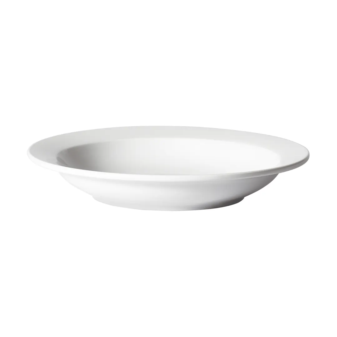Winco BPB-24RE Birkhall 24‑oz Pasta Bowl, 11‑1/4" Dia x 2" H, White Porcelain Rolled Edge - 1 Dozen