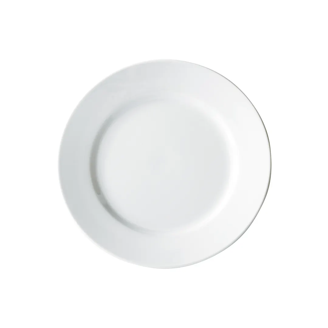 Winco BPR-105RE Birkhall Porcelain Plate, 10-1/2" Dia x 1" H, Round Rolled Edge, White - 1 Dozen