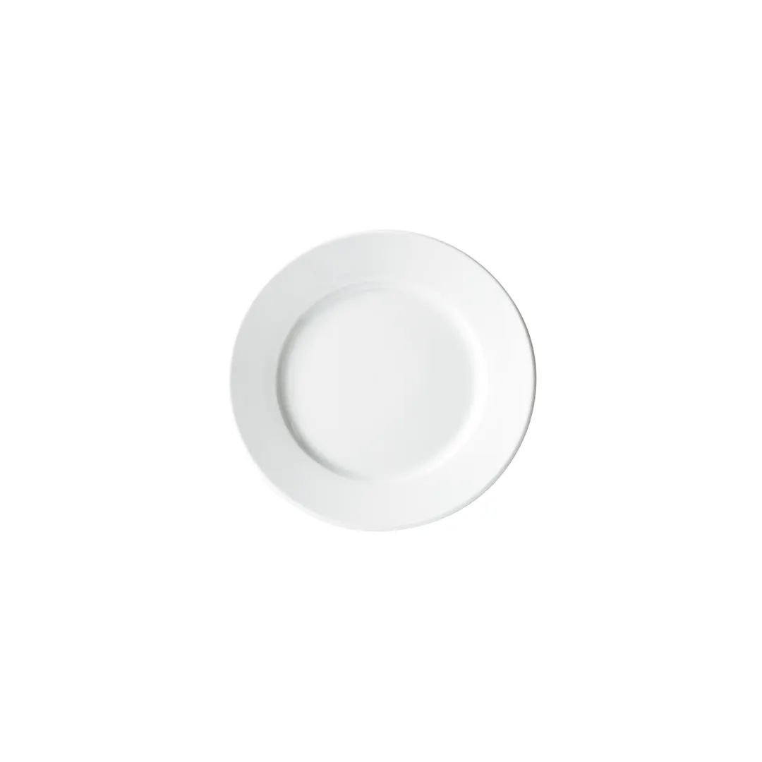 Winco BPR-625RE Birkhall Porcelain Plate, 6-1/4" Dia x 1/2" H, White Rounded Edge - 1 Dozen