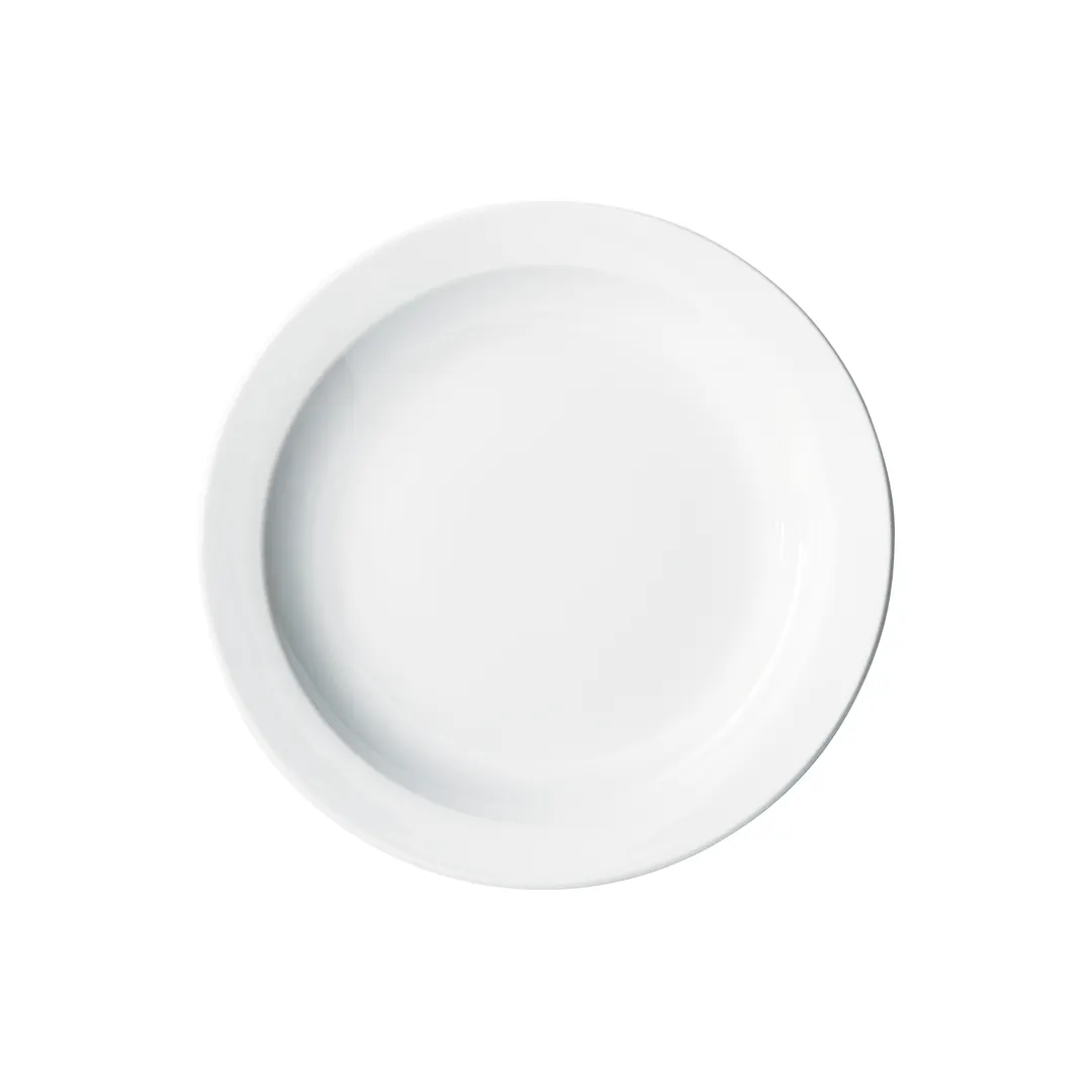 Winco BPR-725NR Birkhall Round Porcelain Plate, 7-1/4" Dia x 5/8" H, White Narrow Rim - 1 Dozen