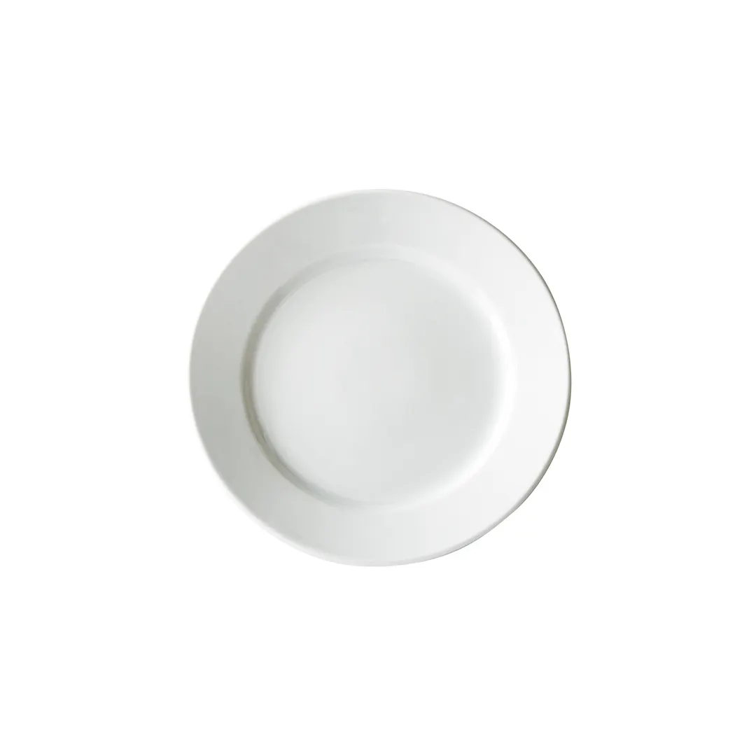 Winco BPR-825RE Birkhall Plate, 8-1/4" Dia x 3/4" H, Round Rolled Edge Porcelain White - 1 Dozen