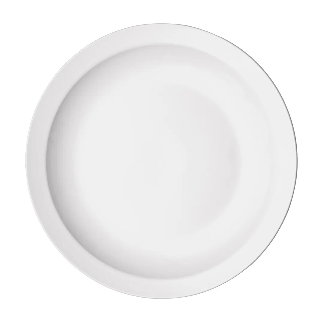 Winco BPR-95NR Birkhall Plate, 9-1/2" Dia x 1-1/8" H, Round Narrow Rim Porcelain White - 1 Dozen