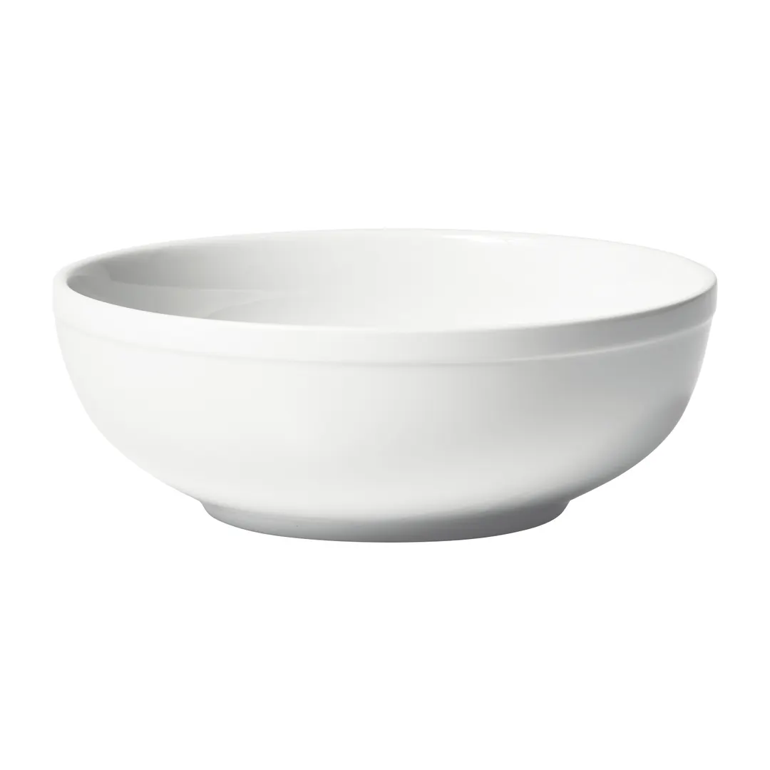 Winco BPSB-60 Birkhall Porcelain Round Pasta & Salad Bowl, 9.5" Dia x 3.75" H, 60 oz, White - 1 Dozen
