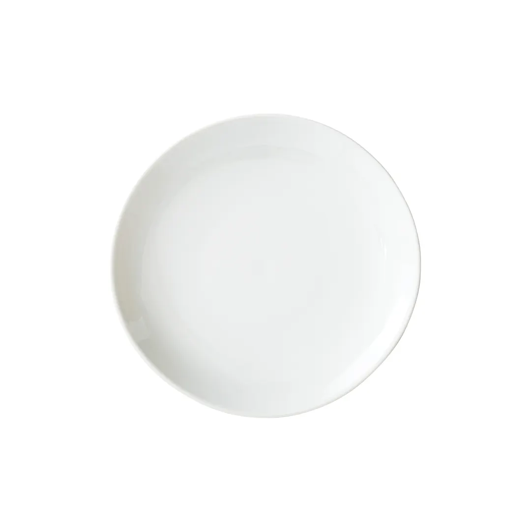 Winco OKP-10 10" Round Porcelain Plate, White Coupe Rim, 10" Dia x 1" H - 1 Dozen
