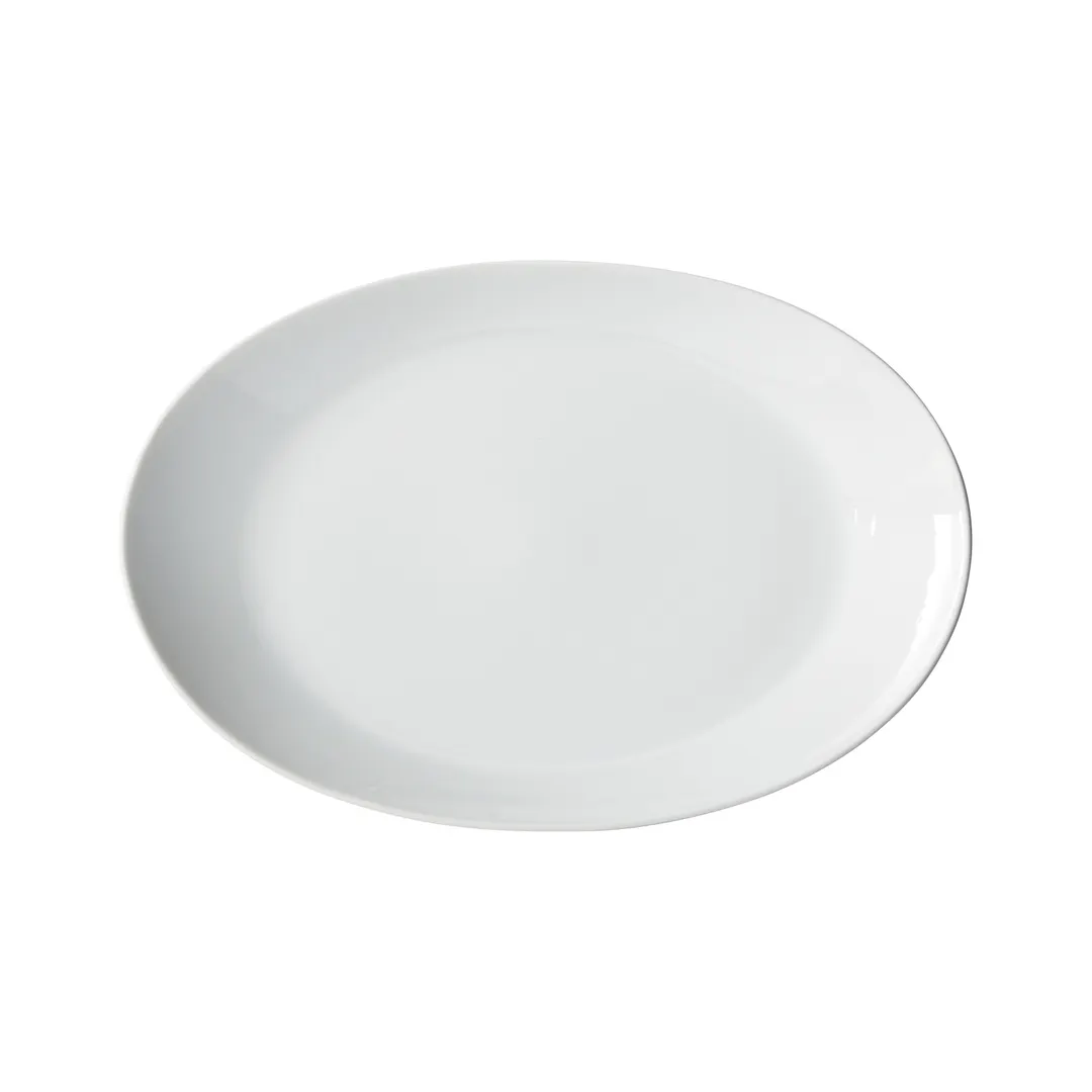Winco OKP-115PL Brechia Oval Platter, 11.5" L x 9.25" W x 1.5" H, White Porcelain - 1 Dozen