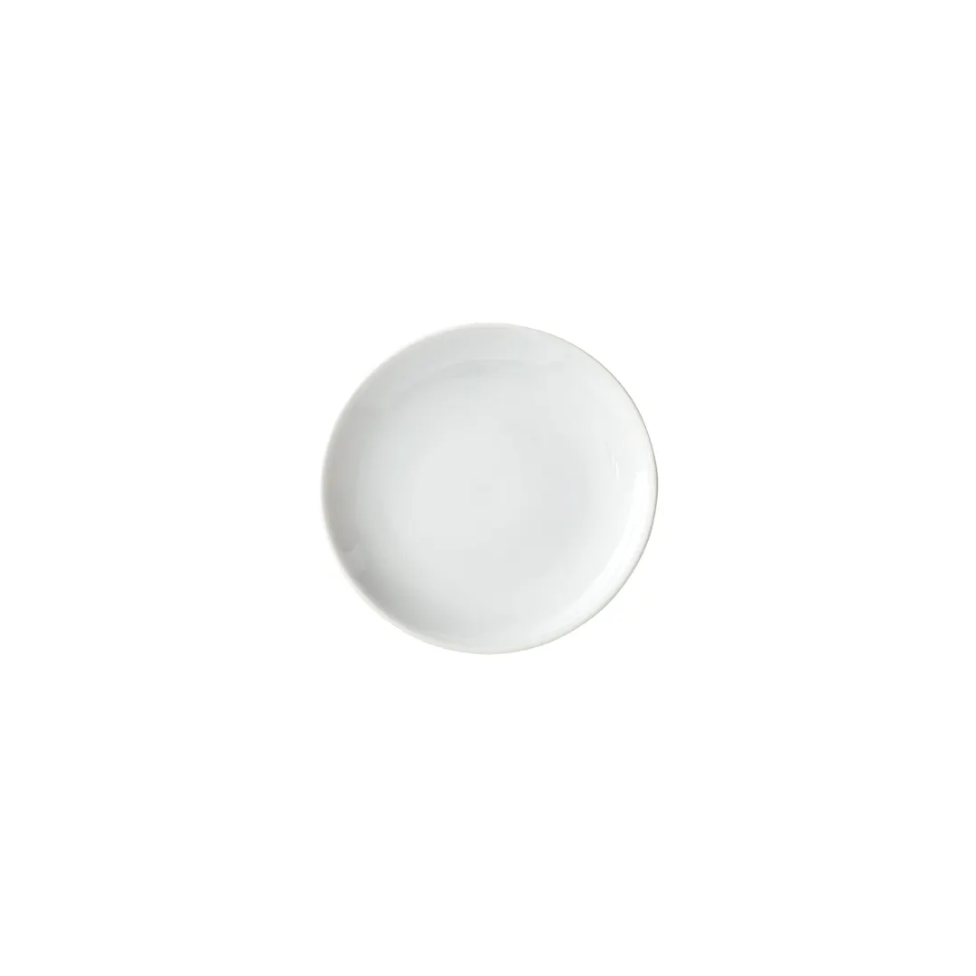 Winco OKP-6 - Brechia Plate, 6" Dia x 1/2" H, Round Coupe Rim, White Porcelain - 1 Dozen
