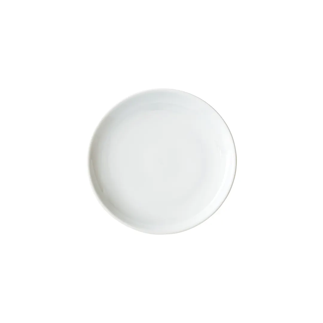 Winco OKP-8 Brechia Plate, 8" Dia x 3/4" H, Round White Porcelain with Coupe Rim - 1 Dozen