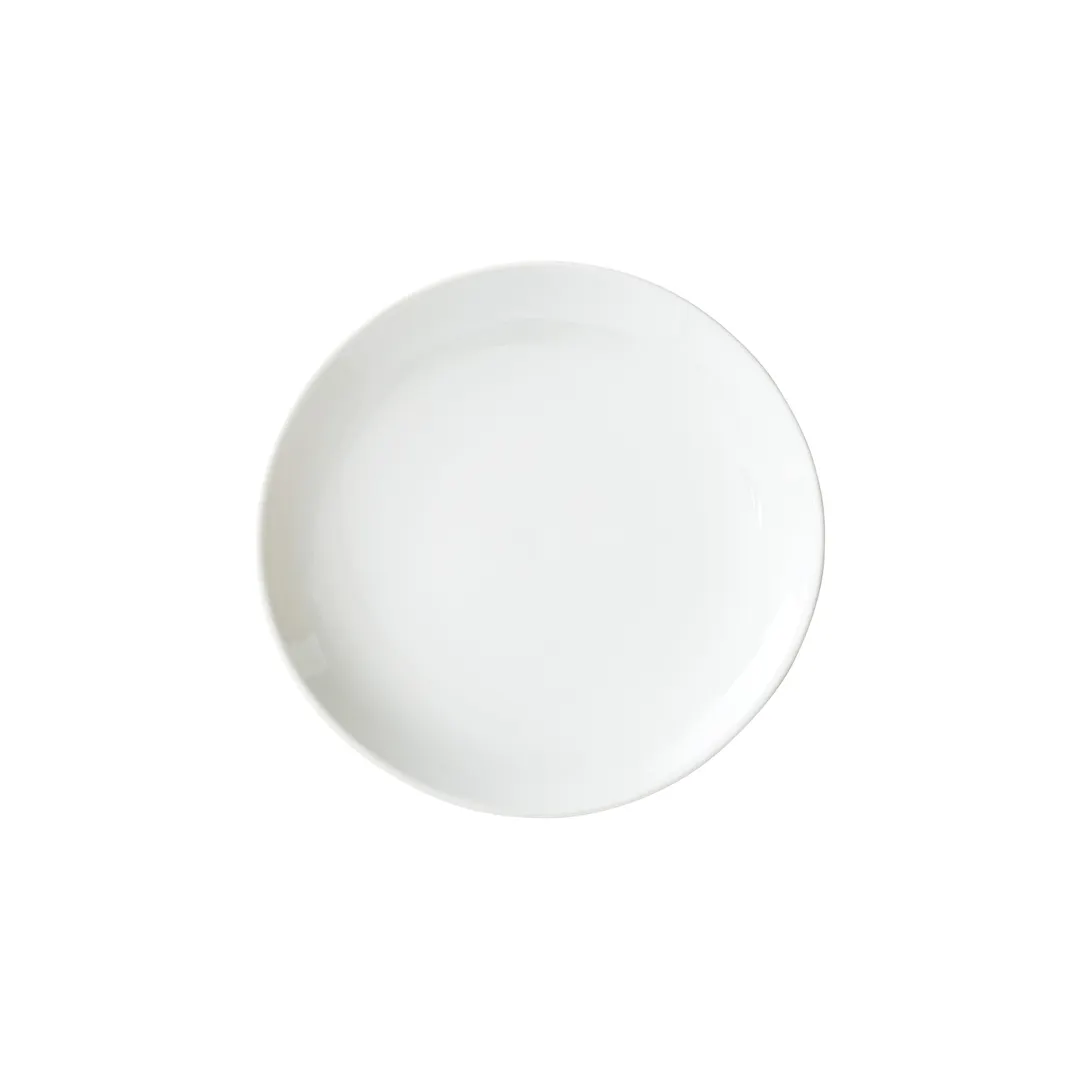 Winco OKP-9 Brechia China Plate, 9" Diameter x 1" Height, Round Coupe Rim, White Porcelain - 1 Dozen