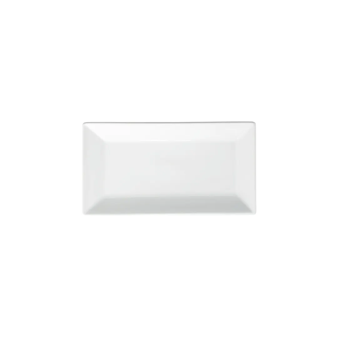 Winco RPR-10 Royalsquare Rectangular Porcelain Platter, 10"L x 5-1/2"W x 3/4"H, White Finish - 1 Dozen
