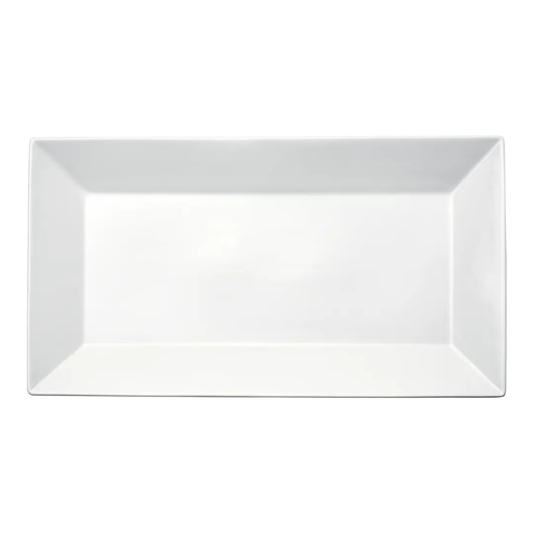 Winco RPR-1625 Royalsquare Rectangular Platter, 16.25" L x 9" W x 1.5" H, White Porcelain - 1 Dozen