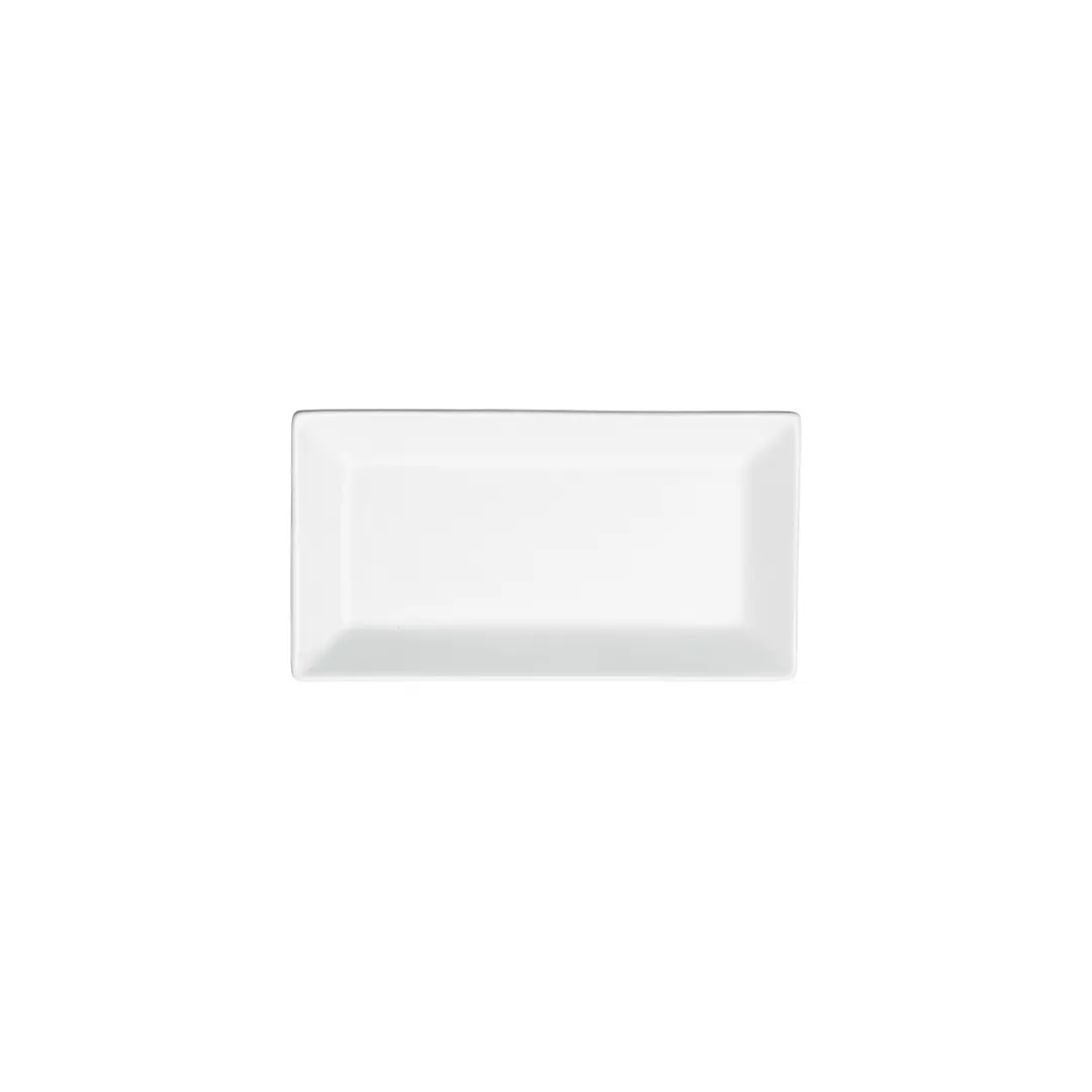 Winco RPR-85 Royalsquare Rectangular Platter, 8.5" L x 4.5" W x 0.75" H, White Porcelain, 1 Dozen