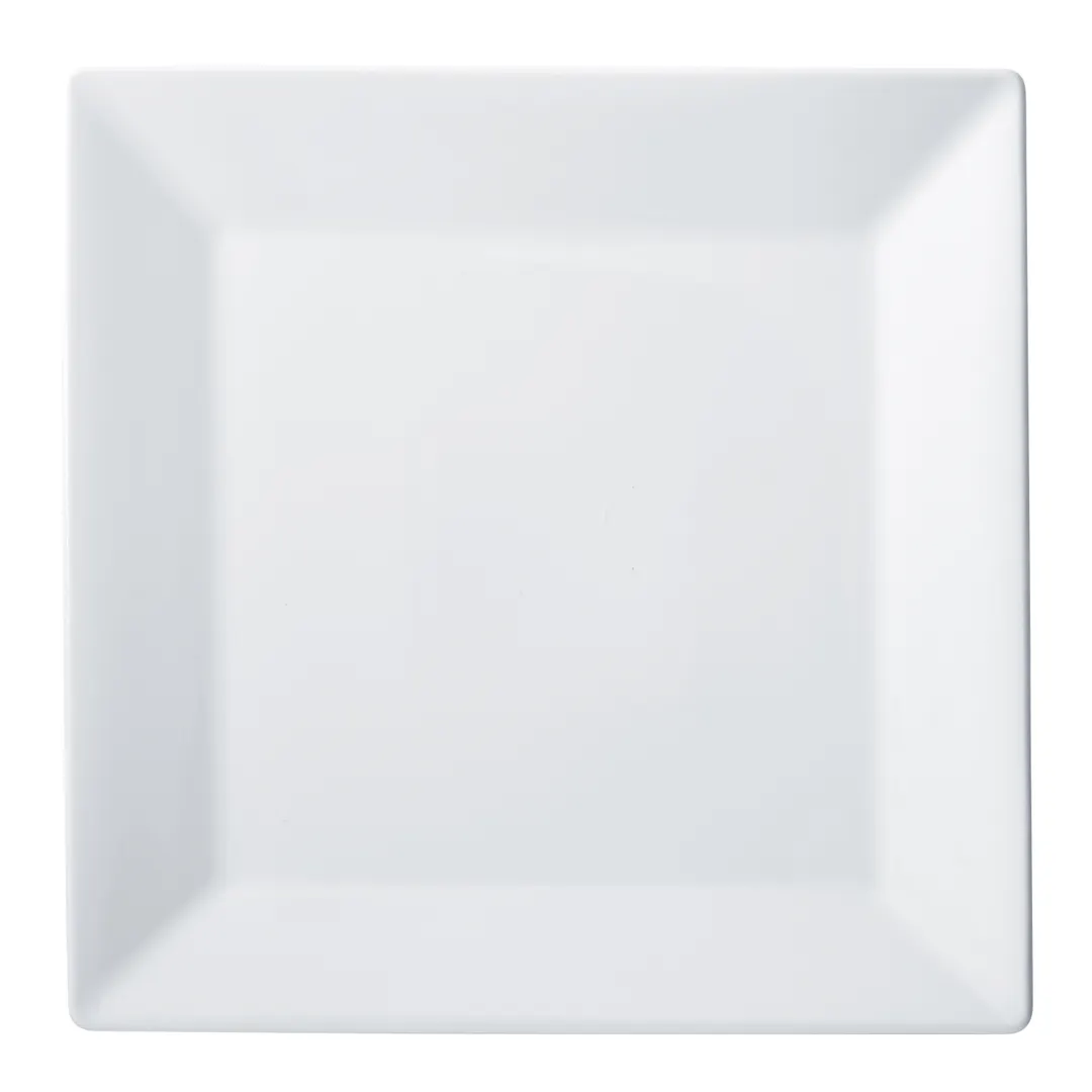 Winco RPS-12 Royalsquare Square Plate, 12" L x 12" W x 1" H Porcelain White Dinnerware, - 1 Dozen