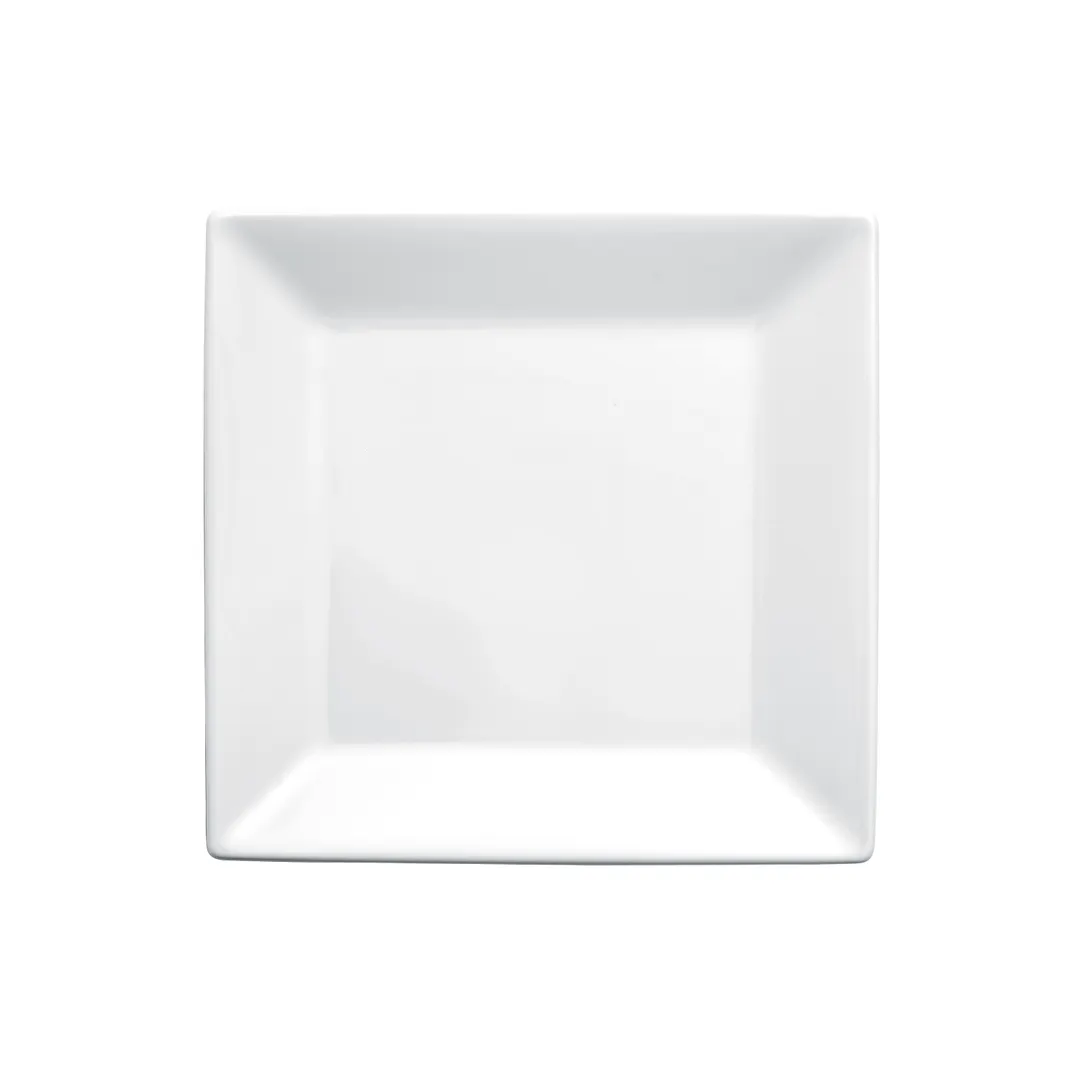 Winco RPS-8 Royalsquare Square Porcelain Plate, 8" L x 8" W x 3/4" H, White - 1 Dozen