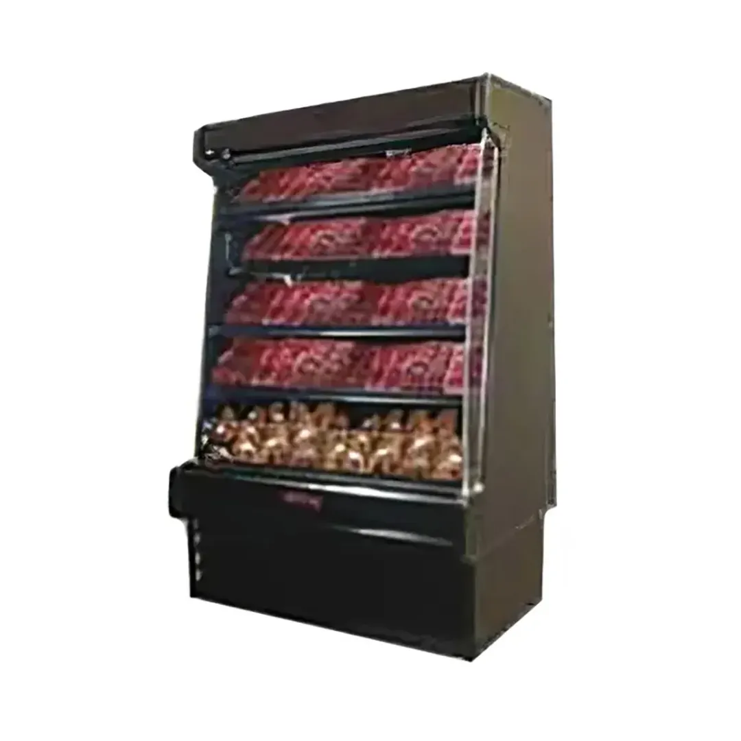 Howard-McCray SC-OM35E-6S-B-LED 75'' Vertical Packaged Meats Open Merhandiser in Black, Self-Contained
