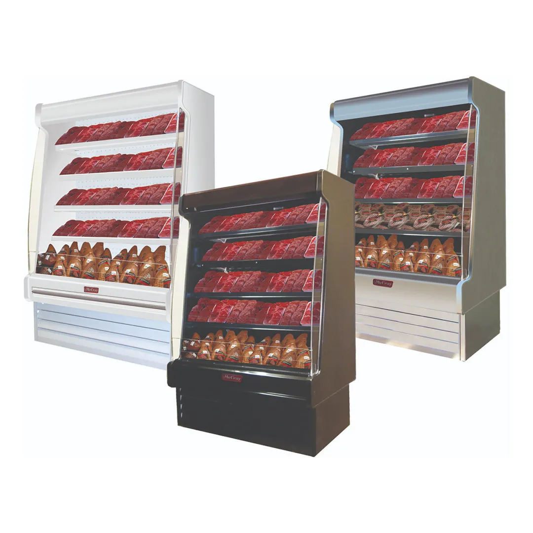 Howard-McCray SC-OM35E-6S-B-LED 75'' Vertical Packaged Meats Open Merhandiser in Black, Self-Contained