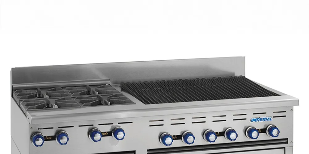 Imperial IR-4-RB36-CC 60" Gas Restaurant Range w/ (4) Open Burners, (1) 36" Radiant Broiler, (2) Convection Ovens, 278.000 BTU 