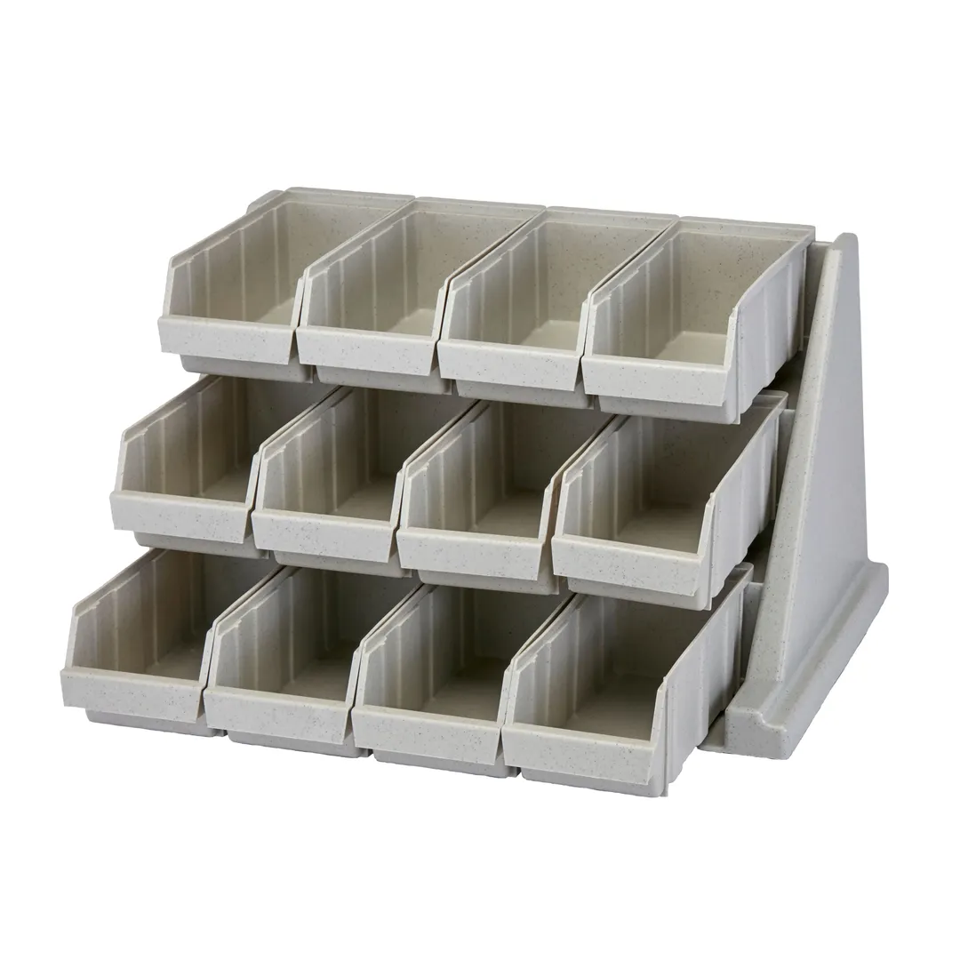Cambro 12RS12480 Versa Organizer Rack- 12 Gray Bins, 25"L x 21"D x 14"H, 10 lb capacity, Made in USA