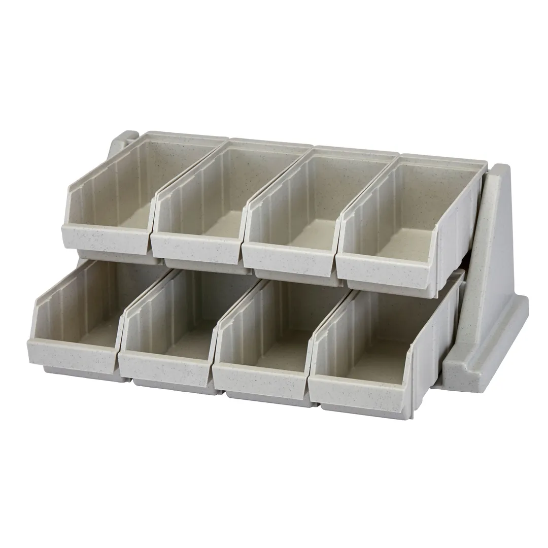 Cambro 8RS8480 Organizer Rack, 8 Gray Poly Bins, Wall‑Mount, 25"L x 17"D x 9"H, 10 lb Bin Capacity
