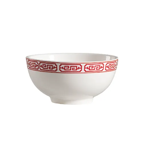 CAC China 105-64 Red Gate Rice Bowl, 7 Oz., 4" Dia. x 2" H, Porcelain, Red/Bone White - Dozen