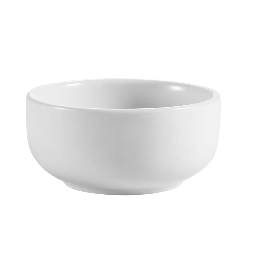 CAC China KRW-4 Rice/Soup Bowl, 7 Oz., 4" Dia., 1-7/8" H, Round Porcelain, Super White - Dozen