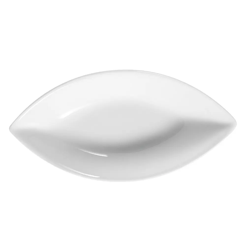 CAC China SHA-V4 Sushia Plate 4 Oz., 6-1/2" x 3-3/8" x 1" Oval Boat, Porcelain Super White - Dozen